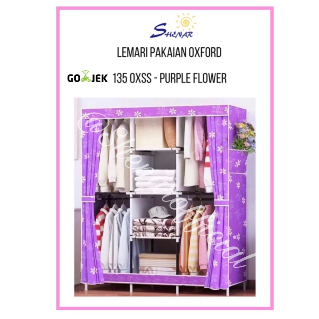 SHENAR, LEMARI BAJU JUMBO 3D MOTIF SERBAGUNA 3 SISI RAK BAJU MULTIFUNGSI PARABOT RUMAH TANGGA KAMAR UNIK RAK BAJU DENGAN PENUTUP - 135 OXX