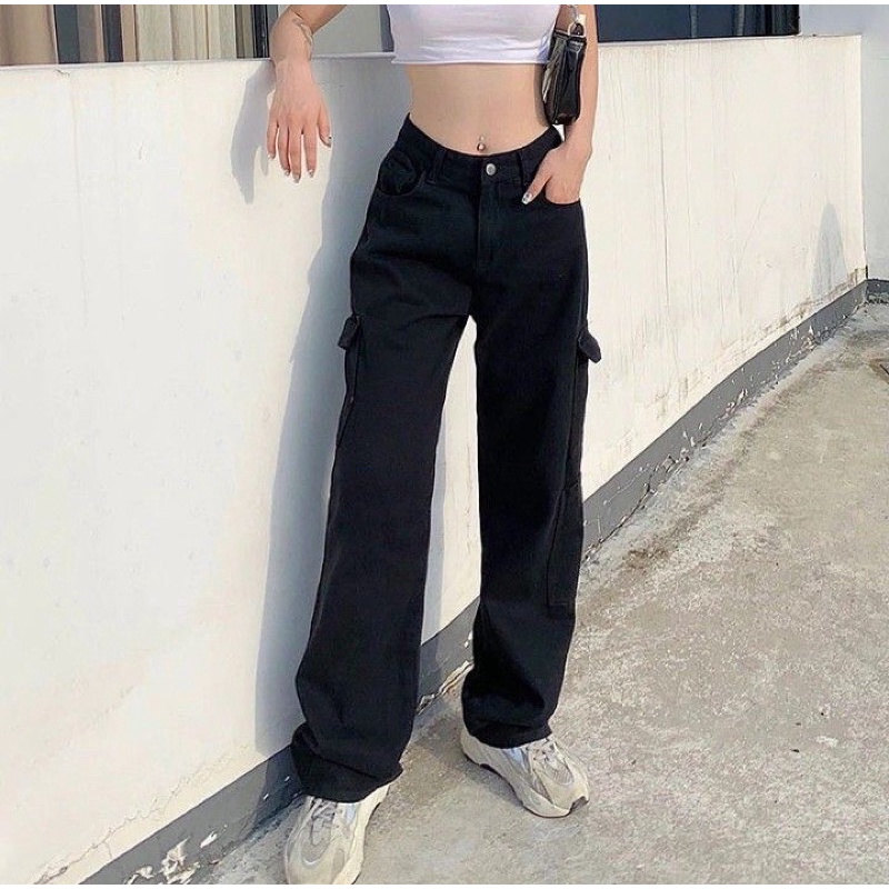 Sevins - Cargo loose jeans black