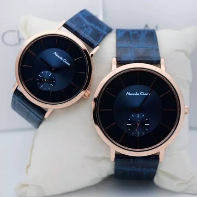 jam tangan alexandre christie ac8575 blue rosegold 8575