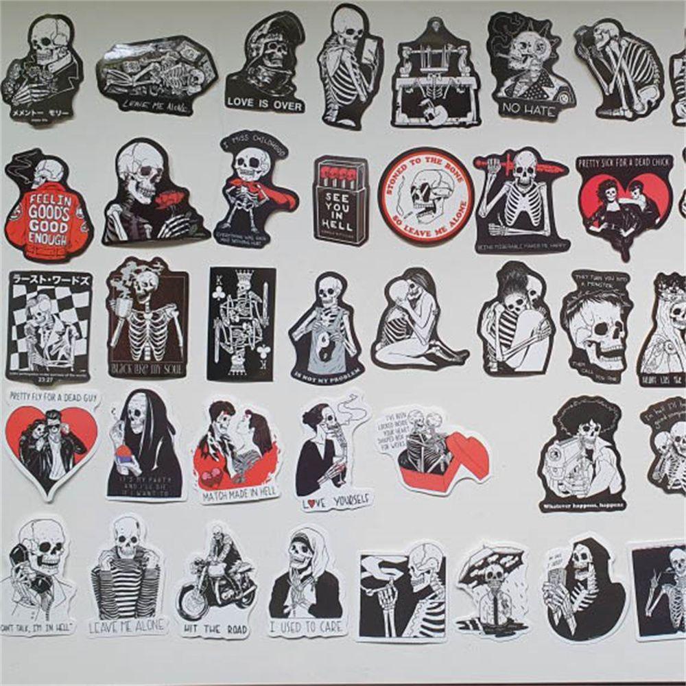 LANFY Skulls Sticker Notebook Tahan Air Decals Alat Tulis Laptop Stiker Skateboard Cinta Inspirasi Graffiti Stiker