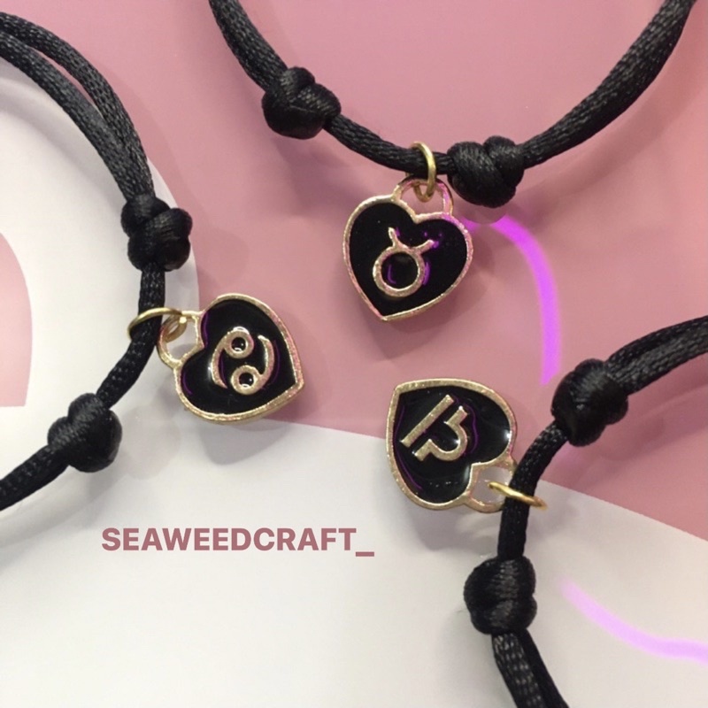 GELANG ZODIAK TALI SATIN 2mm [ HEART VERSION ]