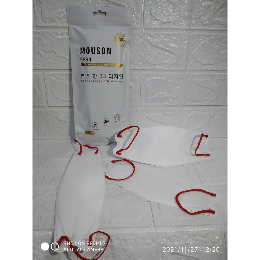 MASKER KF94 MOUSON ISI 10PC Masker KF 94 4ply Masker 4D EVO isi 10pcs-KF94 MSN TALI MERAH