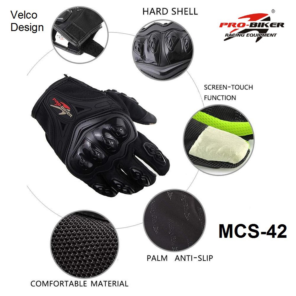 Sarung Tangan Motor Gloves MCS-42 Full Finger Touch Screen M L XL XXL Pro Biker Glove MCS42 ProBiker