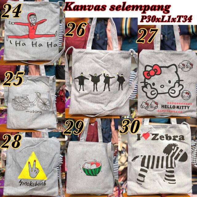 Tas Kanvas Selempang. P30xL1xT34. 40ribu