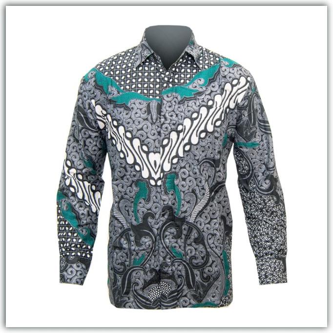 Kemeja Batik Pria | Lengan Panjang | Katun | Soloan Abu