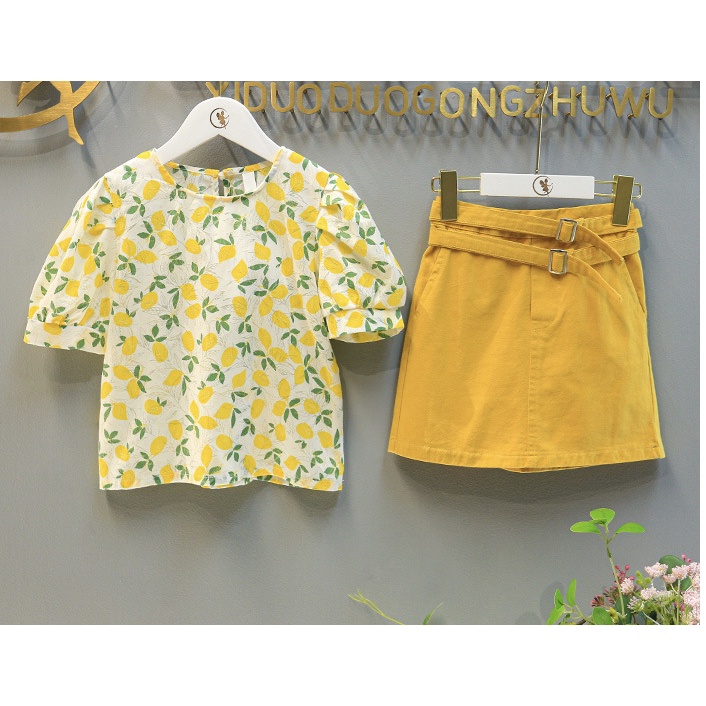 babyfit &lt;7thn LEMONADE SKIRT baju setelan blus katun dengan rok pinggang karet al-0522r