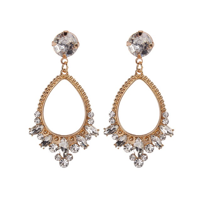 LRC Anting Tusuk Fashion Alloy Diamond Drop Earrings