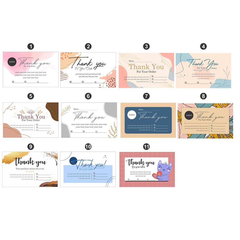 

[.Perfect.].⭐ Thank you Card (100pcs) FREE DESAIN sesuai keinginan :.