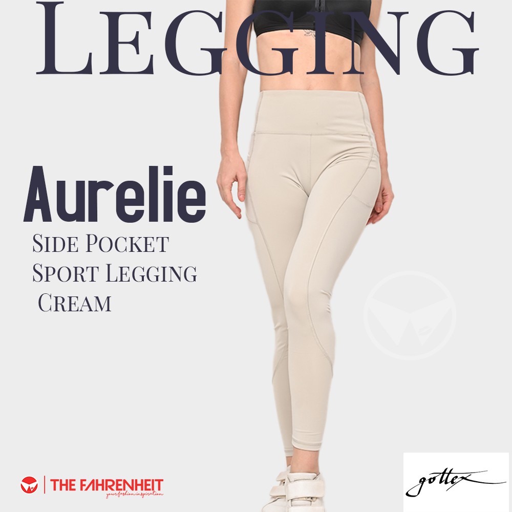 The-Fahrenheit Aurelie Gottex Side Pocket Sport Legging - Cream