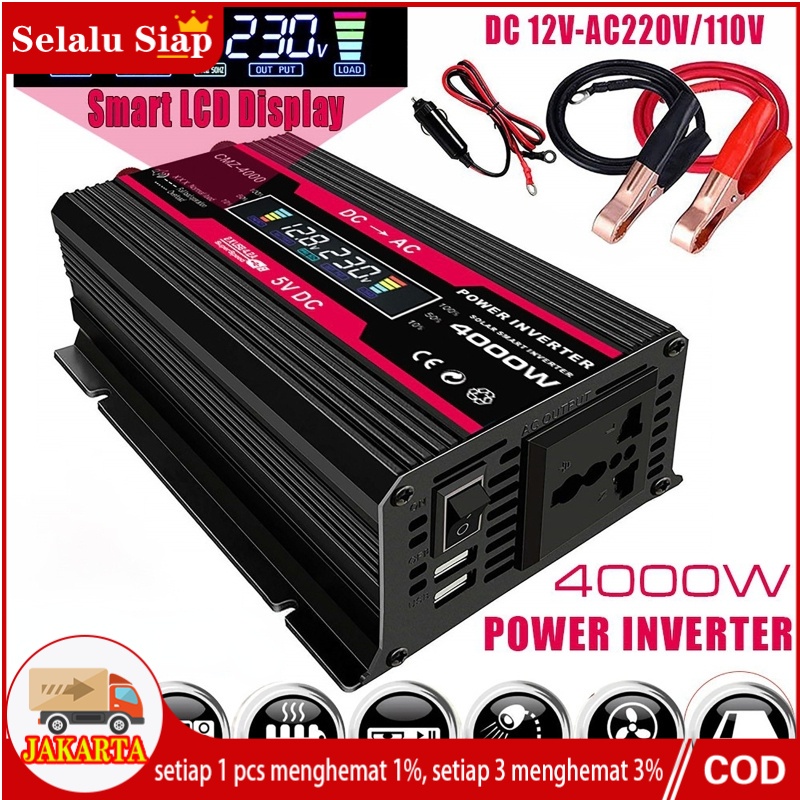 Power Inverter Pure Sine Wave PSW DC 12V/24V To AC 220V 4000W Mengubah arus DC ke AC