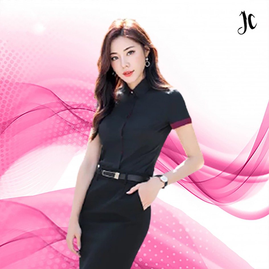 Kemeja Wanita Lengan pendek Gaya Korea Kombinasi Warna Calilla SS - JCCollections