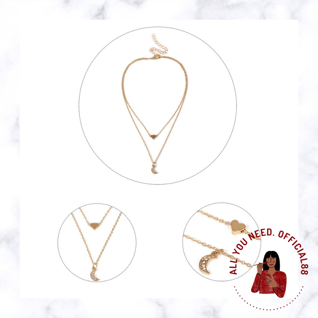 ✿AYN✿ K19 Kalung Loretta Bulan Bintang Love