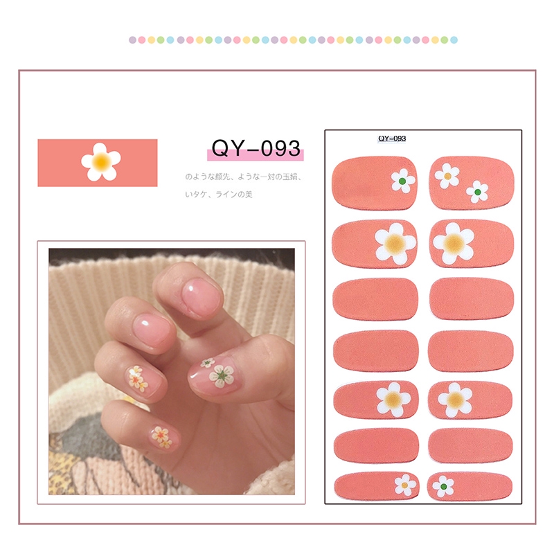 QY090-110 Pelekat Kuku Finger Cartoon DIY Nail Sticker Fashion 3D Nail Sticker False Nails Art 14Pcs/sheet