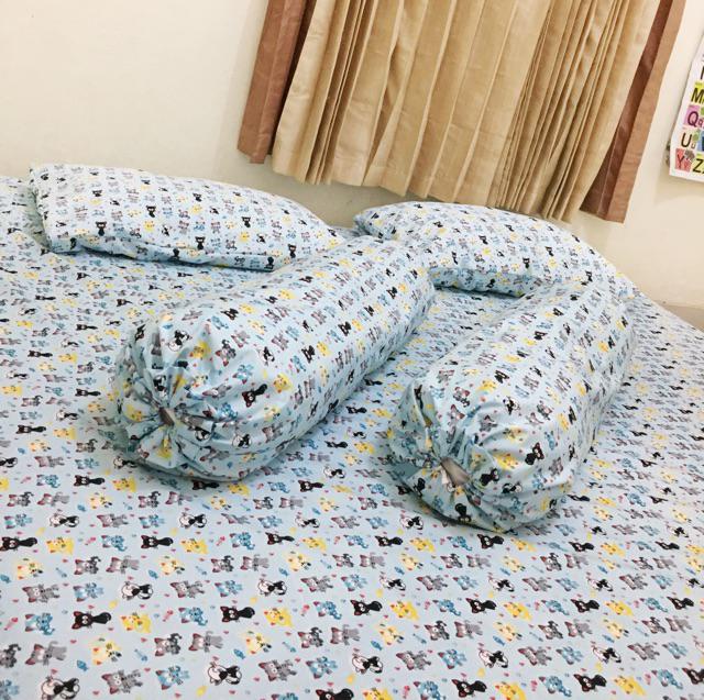 Sprei Waterproof + 2 Bantal + 2 Guling Tinggi 20cm - Gerai Abisha