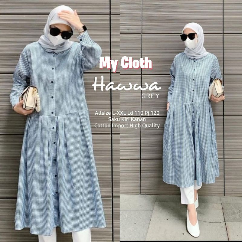 HAWWA TUNIK COTTON IMPORT OOTD HIJAB KOREA STYLE
