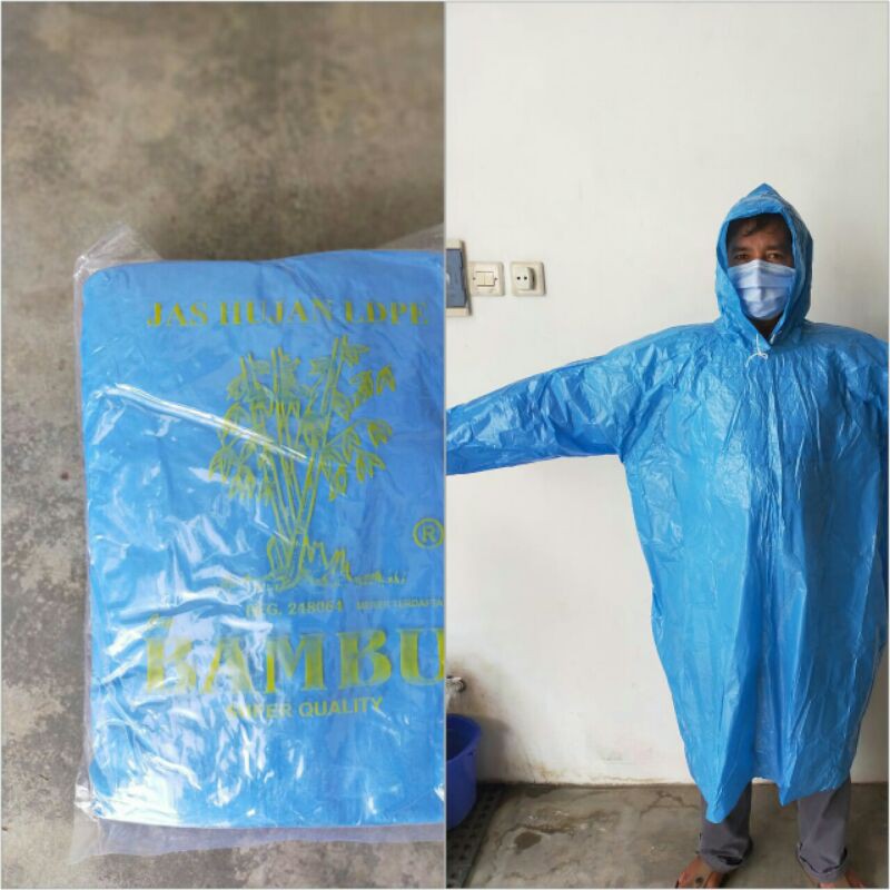 Jas Hujan Ponco Plastik Bambu