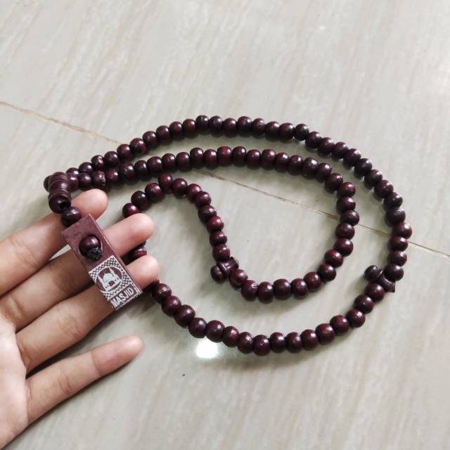 Ecer tasbih kayu kopi 8 mm merah maroon