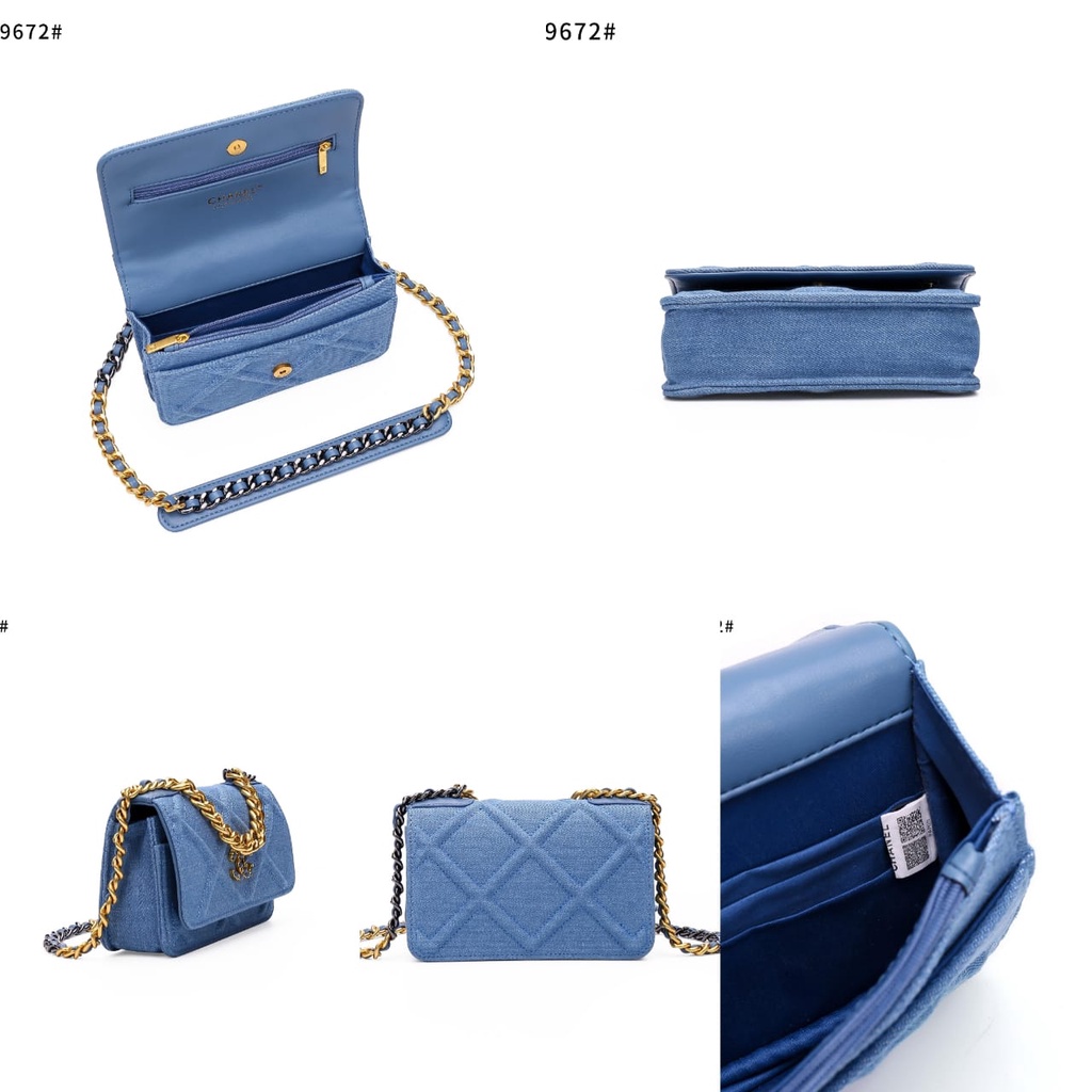 CH 19 Denim Jeans With Leather Mini Flap HandBag 9672