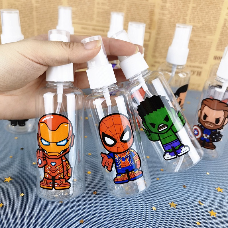 Magic789 100ML Plastic Spray Bottle Marvel Heroes Travel Size Bottles for Cosmetic Cartoon Refillable Container