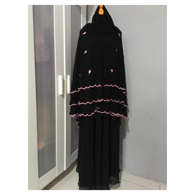 Preloved gamis syari khimar bordir sisesa ori
