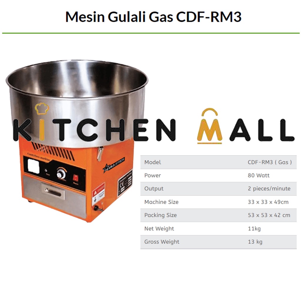 WIRASTAR CDF-RM3 MESIN GULALI KAPAS GAS / COTTON CANDY MAKER