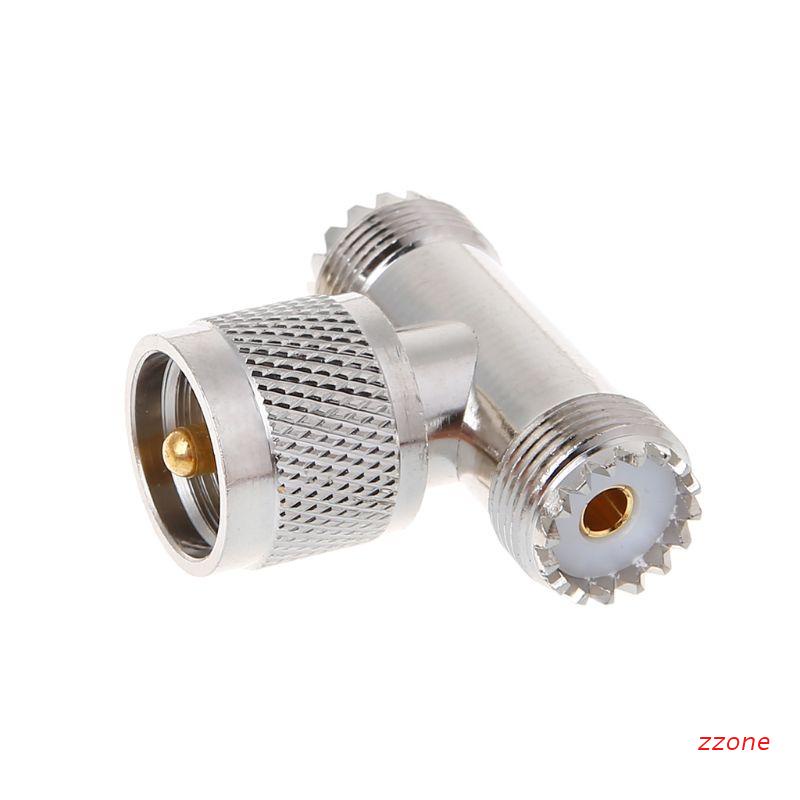 zzz T Shape UHF Male PL259 To 2 UHF Female SO239 Triple RF Connector 3-way Coaxial Adapter