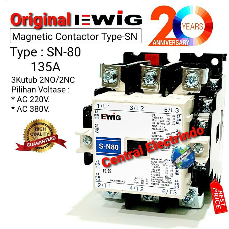 Magnetic Contactor SN 80 AC 220V EWIG.