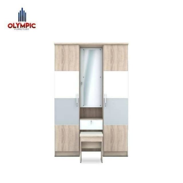 Lemari pakaian 3 pintu + meja rias merk OLYMPIC