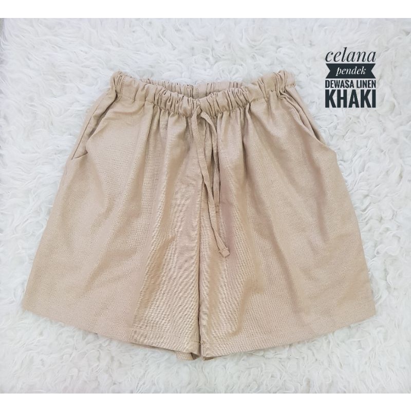 Celana Pendek Linen Celana Santai Wanita Celana High Waist Abg