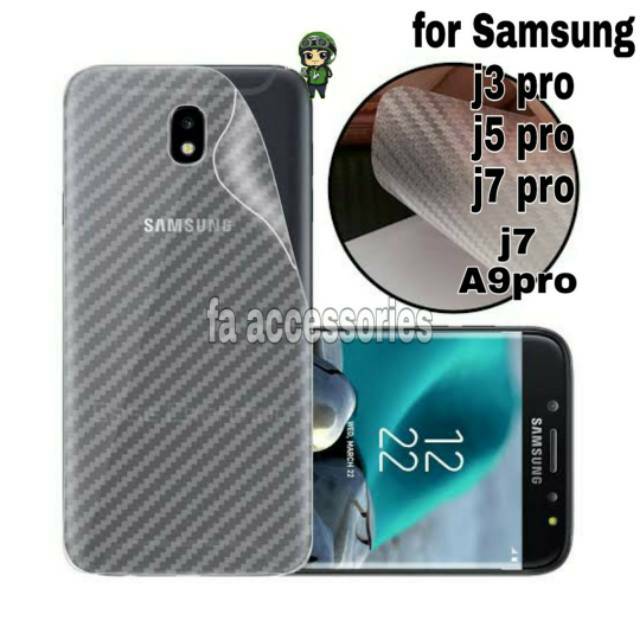 Skin Carbon samsung j3 J5 J3pro J5PRO J7 J7pro a9 A9pro pro antigores belakang