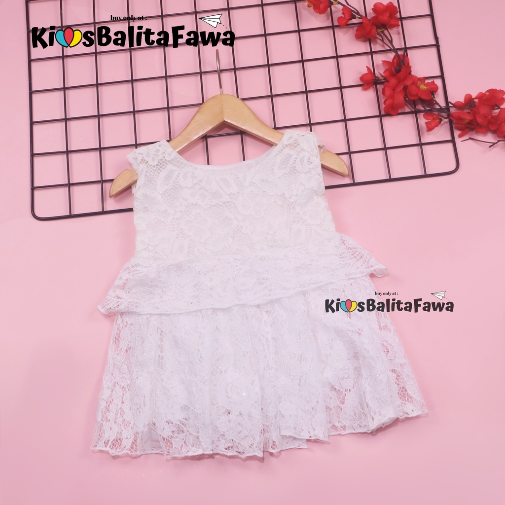 Dress Inara Bayi 3-12 Bulan / Dres Brukat Anak Perempuan Kondangan Baju Kensi Premium Gaun Pesta Murah