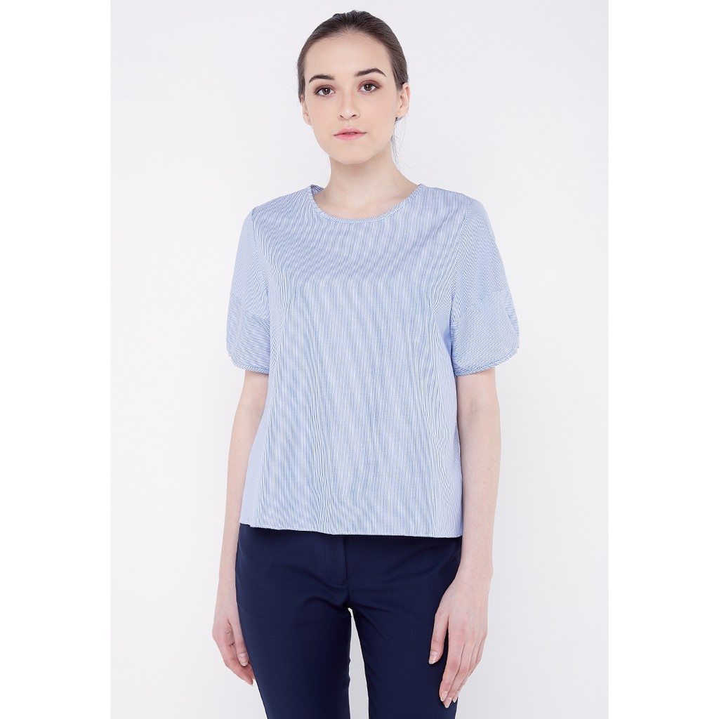 L'More Plain Croppy Blouse 54EC - BLUE