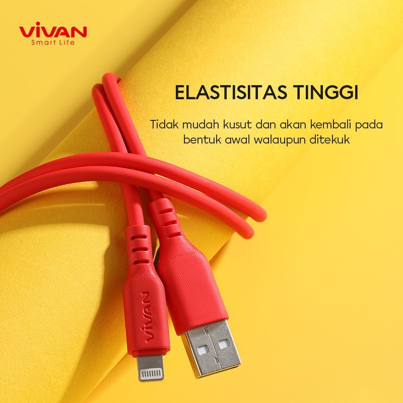 Kabel Data iPhone Lightning 2.4A VIVAN VSL100 Quick Charge 1M - Garansi Resmi 1 Tahun