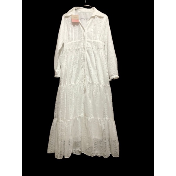 Gamis Midi Lesti Brukat Putih Busui Gamis Jadore Dress pesta brokat