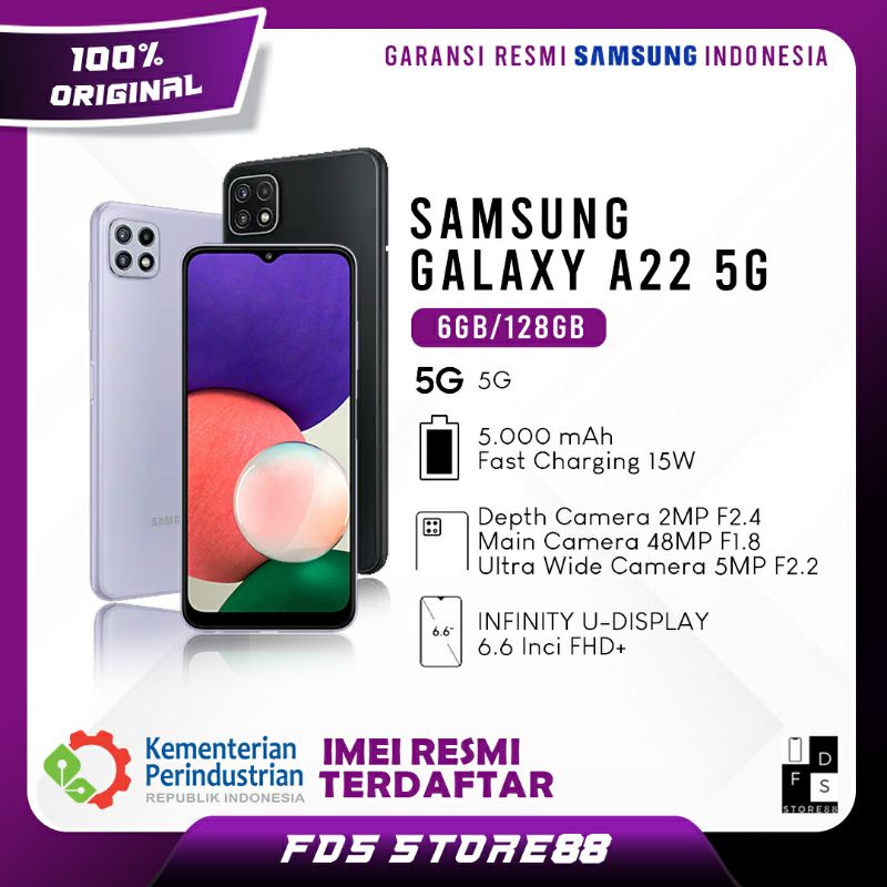 Jual Samsung Galaxy A22 5G 6/128GB 6GB 128GB Garansi Resmi SEIN ...