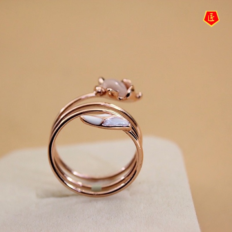 [Ready Stock]Multi-Ring Winding Fox Opal Ring Korean Simple All-Match