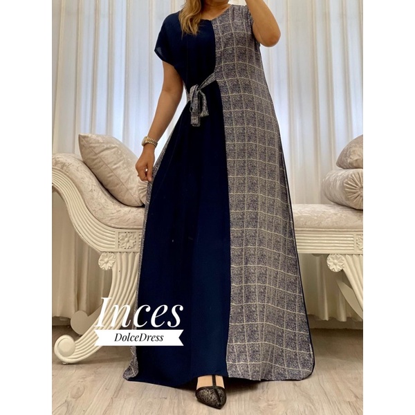 Daster Arab DOLCE INCES Original Label Dress Rayon Super-ADELIA: NAVY