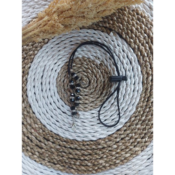 strap masker mutiara hitam Wanita Tali Masker Kalung Hijab Gantungan