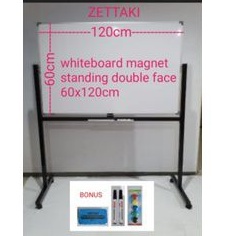 

Baru Papan Tulis Whiteboard Standing Magnet Double Face Zettaki 60X120Cm