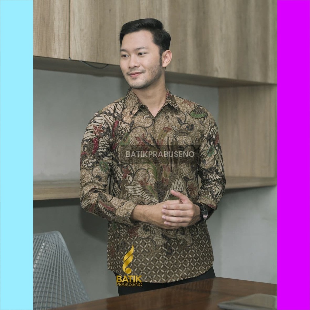 [ALW003] ZAKARIA Kemeja Batik Pria Lengan Panjang Slim Fit Original Ori Prabuseno Full Furing GARANS