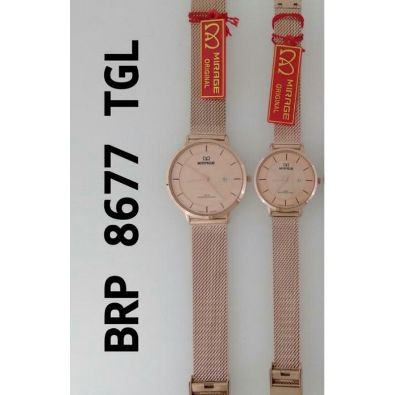 JAM TANGAN MIRAGE PASANGAN ORIGINAL TALI RANTAI PASIR WATER RESISTANT