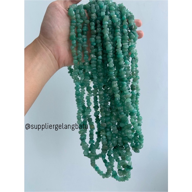 kerikil Batu mix giok hijau muda 2cm bahan gelang kalung green pecah