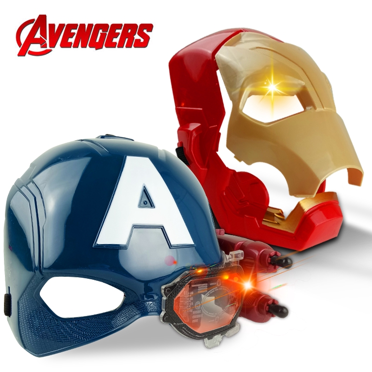 1pcs Film Marvel Avengers Mainan Lampu LED Iron Man Captain America Topeng Figure Mainan Anak Cosplay Prop