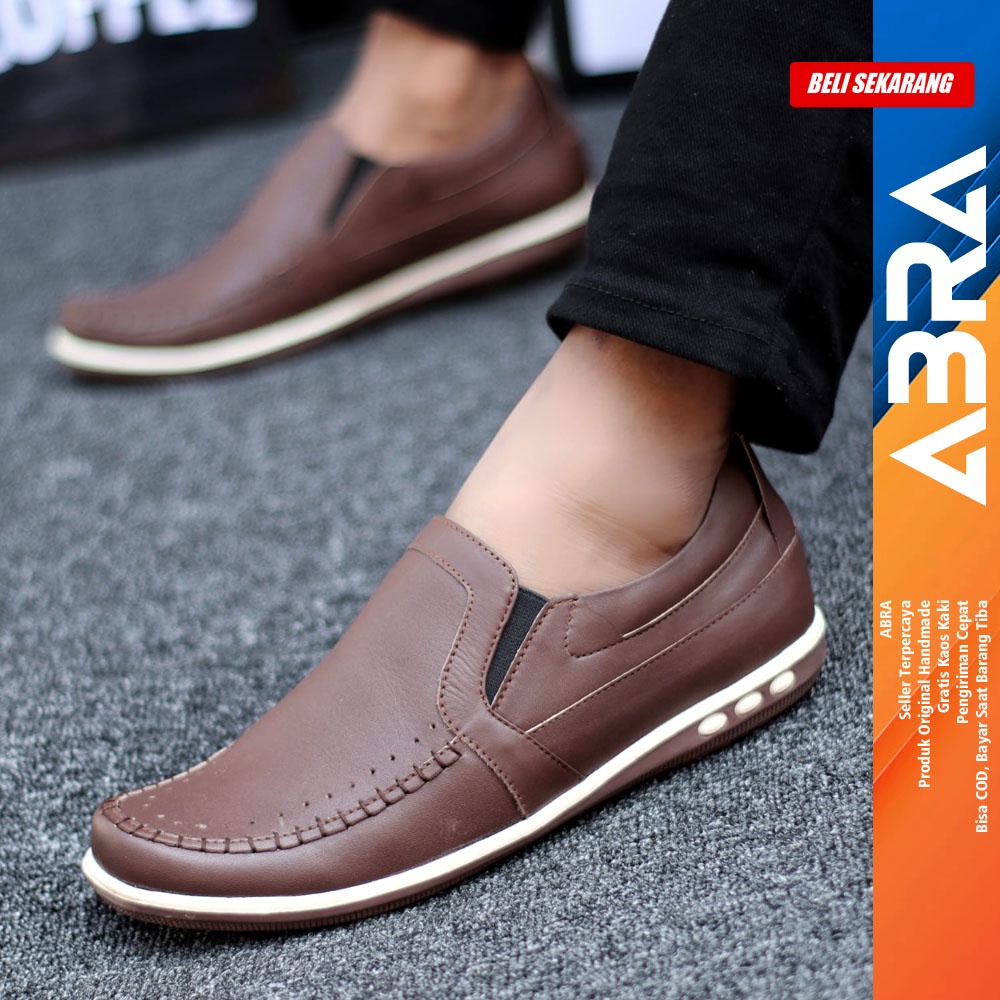 Sepatu Kulit Slip On Casual Pria - Abra jimyth