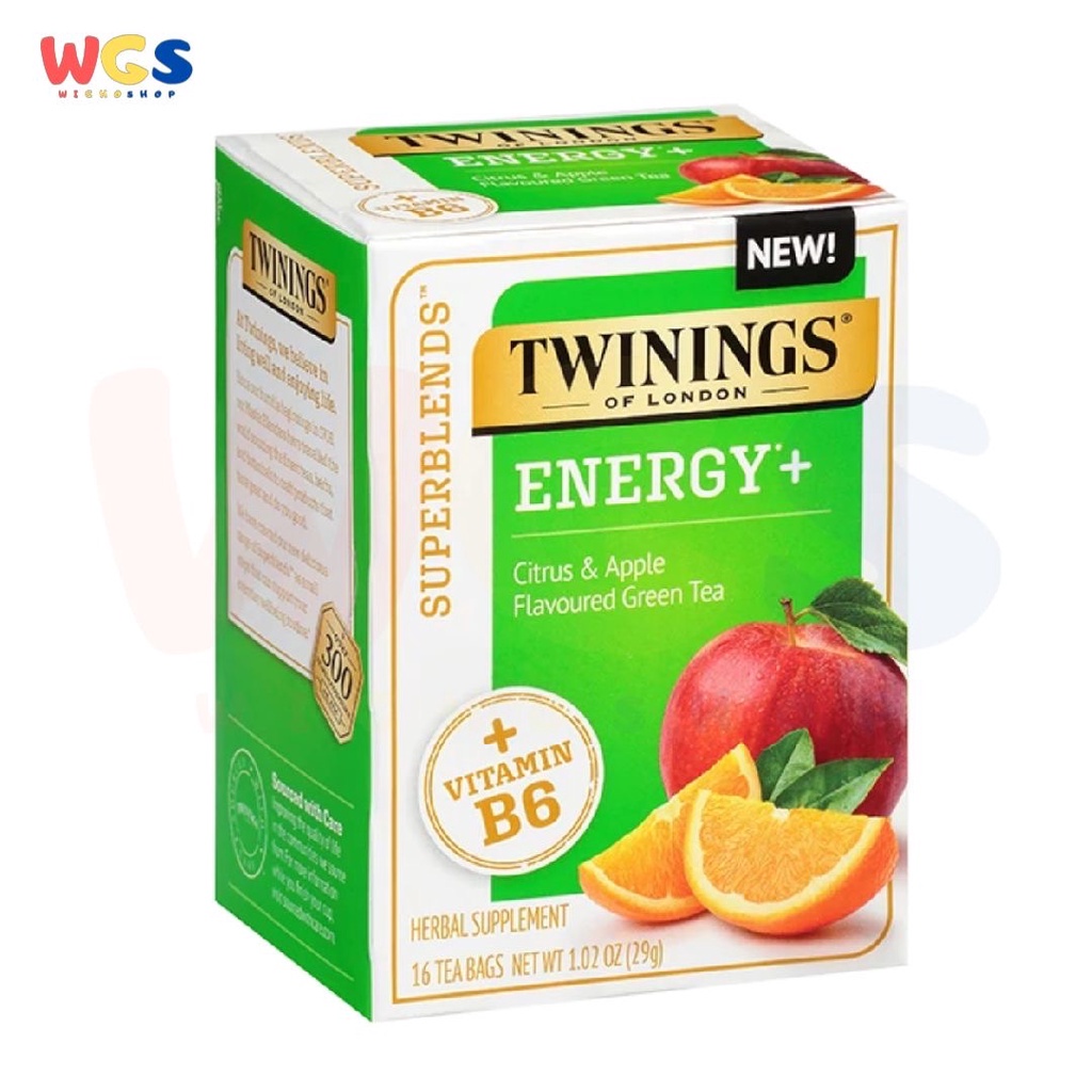 Twinings of London Energy+ Citrus &amp; Apple Flavor Green Tea 16p x 1.81g