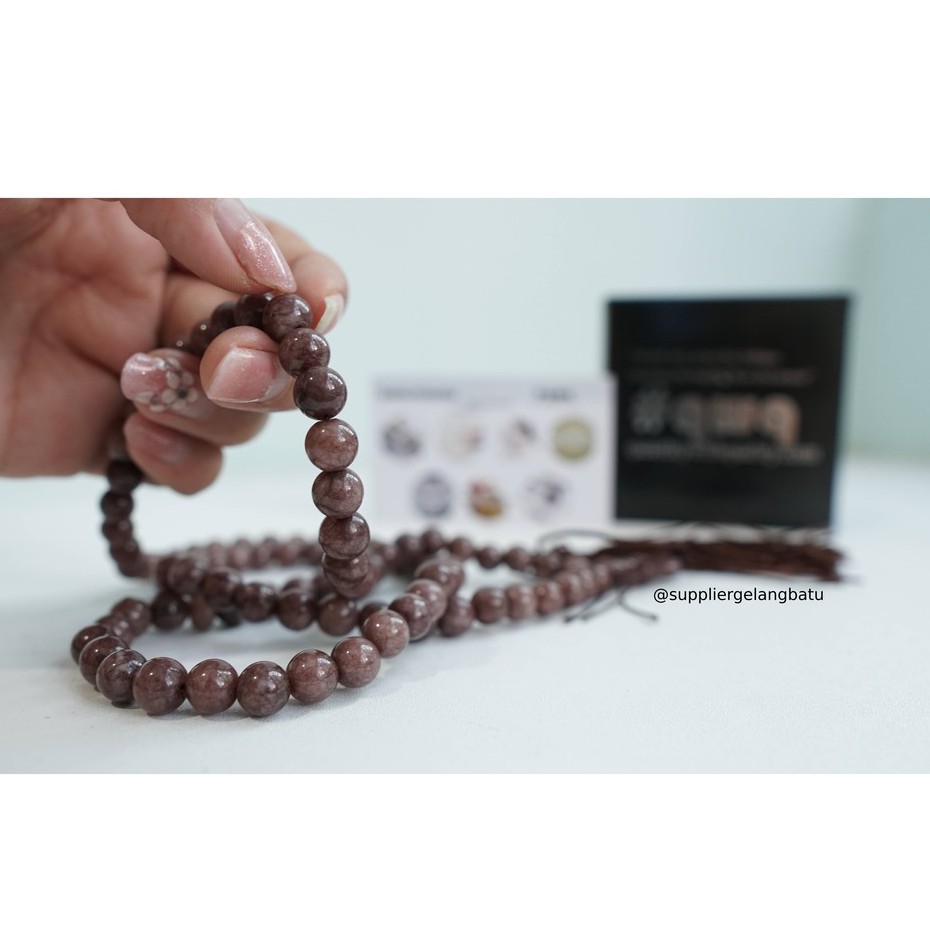 tasbih batu brown agate 8mm 99 butir premium tasbeh doa muslim coklat