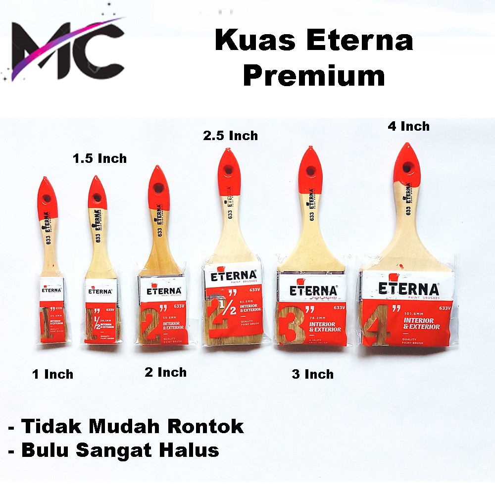 Kuas Cat 1 inch 1.5 inch 2 inch 2,5 inch 3 inch 4 inch Kuas Eterna Asli Tembok Dinding Plafon Gypsum GRC dll