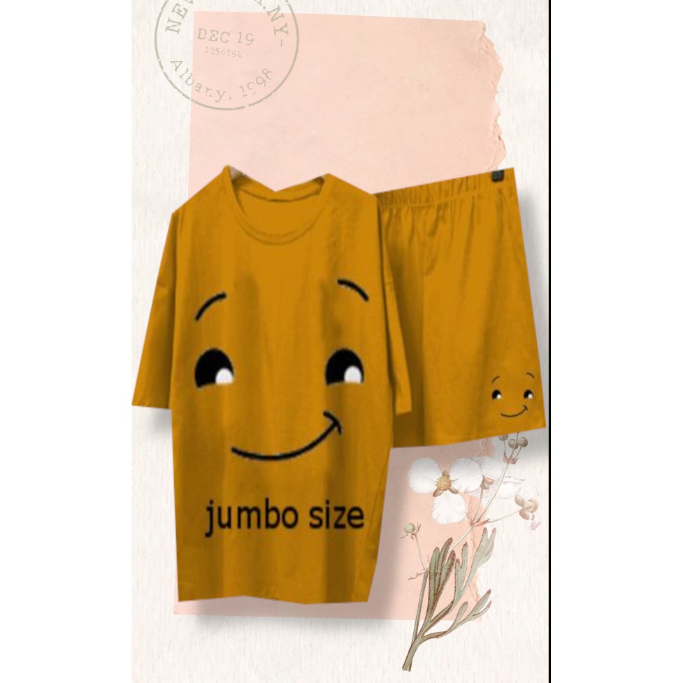 vision online setelan imut smile wink jumbo emoticon /setelan baju dan celana jumbo xxl