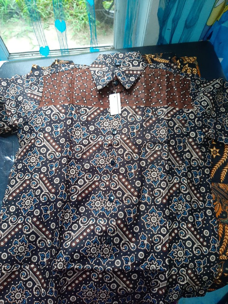 Nivana - Batik Couple Ayah Anak Manggar Sogan Hem Kemeja Sarimbit Keluarga Modern Seragam