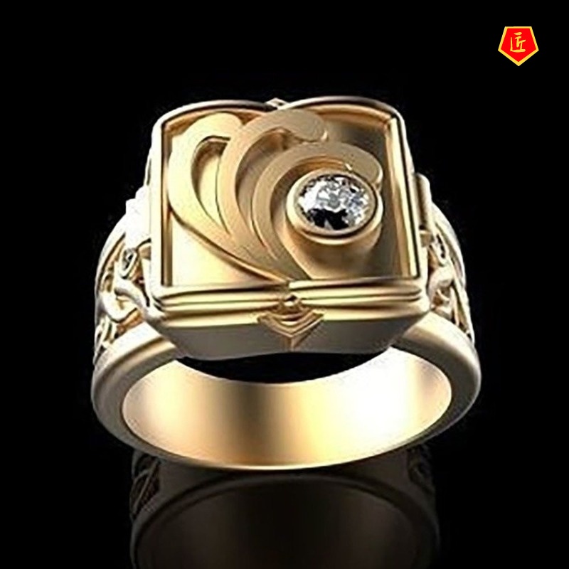 [Ready Stock]Hip Hop Punk 18K Gold Men's Ring Creative